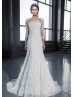 Illusion Neck Ivory Lace Tulle Elegant Wedding Dress